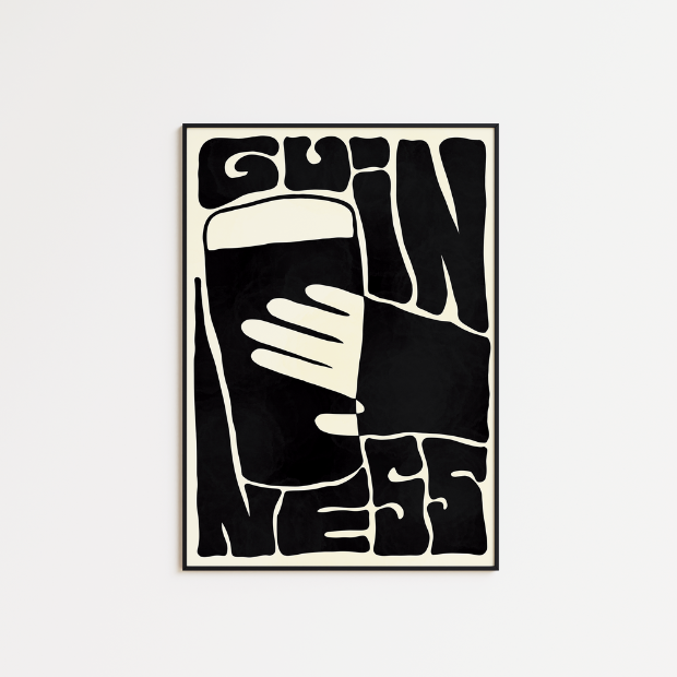 Bauhaus Guinness artwork print on high-quality FSC-certified archival matte paper, featuring modern design by Glassware UK.