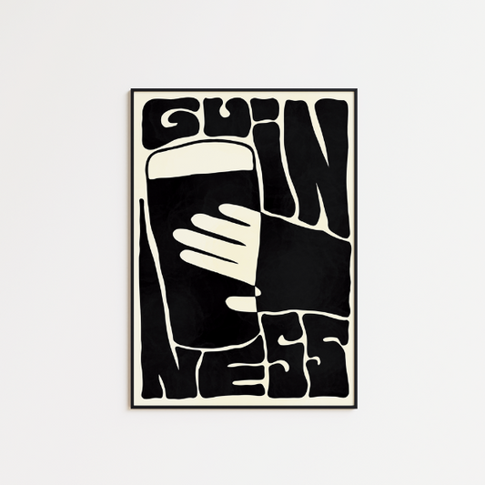 Bauhaus Guinness artwork print on high-quality FSC-certified archival matte paper, featuring modern design by Glassware UK.