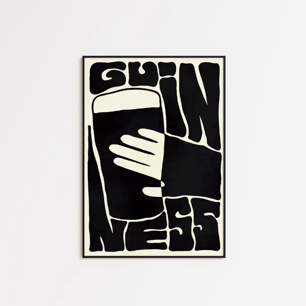 Bauhaus Guinness artwork printed on high-quality FSC-certified archival matte paper, showcasing modern geometric design.