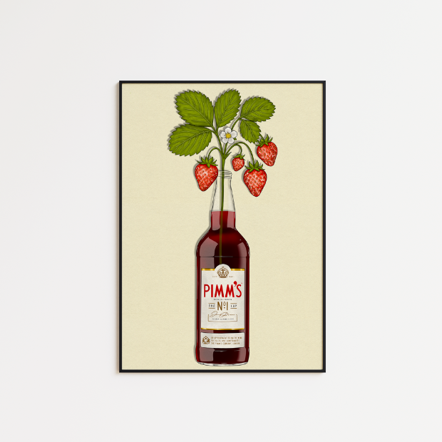 Pimms & Flowers artwork print by Glassware UK on high-quality FSC-certified 230gsm archival matte paper.