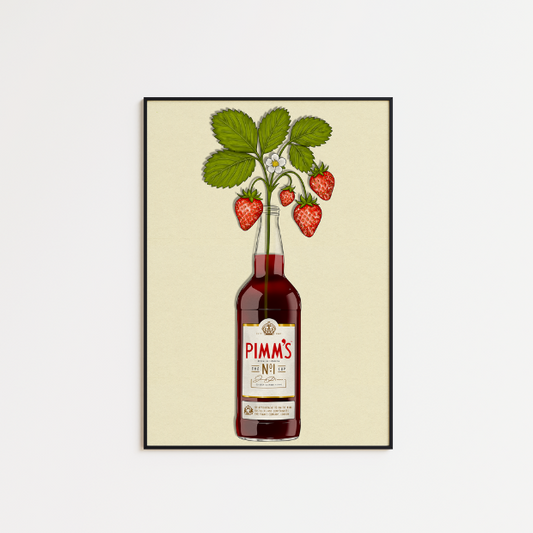 Pimms & Flowers artwork print by Glassware UK on high-quality FSC-certified 230gsm archival matte paper.