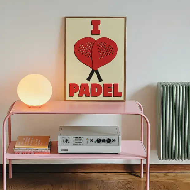 I Love Padel artwork print on high-quality FSC-certified archival matte paper, featuring vibrant colors and detailed design.