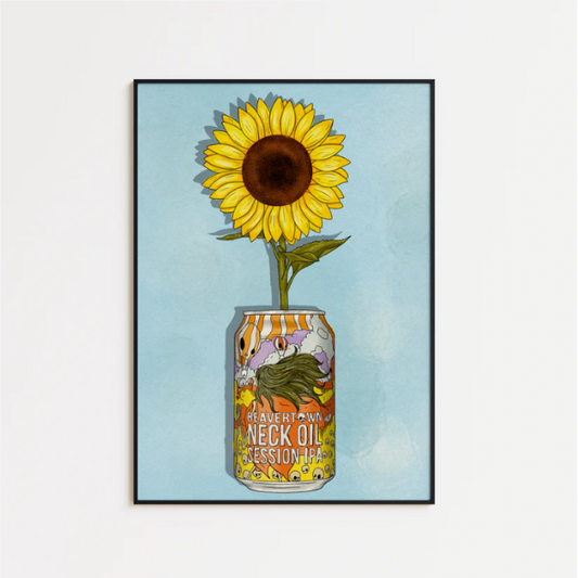 Beavertown & Flowers artwork printed on high-quality FSC-certified 230gsm archival matte paper, suitable for framing and display.