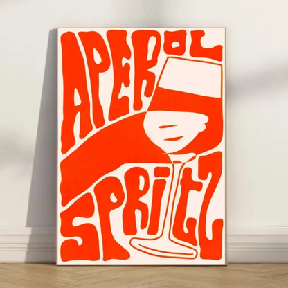 Funky Aperol typography artwork printed on high-quality FSC-certified archival matte paper by Glassware UK.