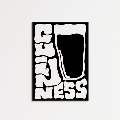 Funky Guinness typography artwork printed on high-quality FSC-certified 230gsm archival matte paper, suitable for framing.
