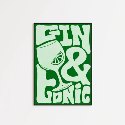 Funky Gin & Tonic artwork printed on high-quality FSC-certified 230gsm archival matte paper, suitable for framing or display.