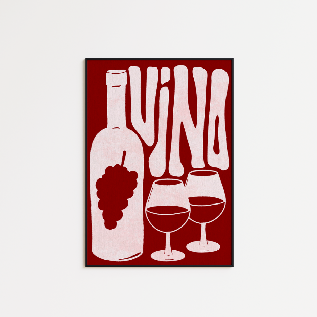 Funky Vino artwork printed on high-quality FSC-certified 230gsm archival matte paper by Glassware UK.