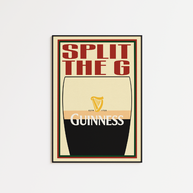High-quality print of "Split the G" artwork by Glassware UK on FSC-certified archival matte paper.