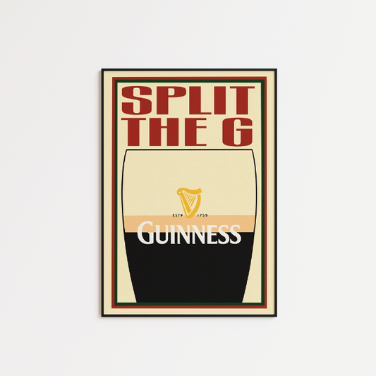 High-quality print of "Split the G" artwork by Glassware UK on FSC-certified archival matte paper.