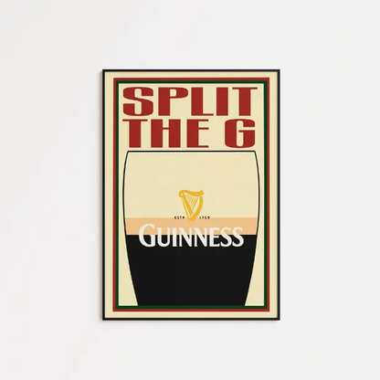 Glassware UK Split the G artwork print on high-quality FSC-certified 230gsm archival matte paper, featuring vibrant, detailed design.