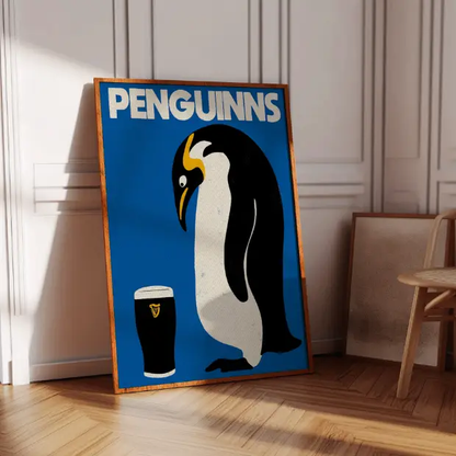 Penguinns penguin artwork print on high-quality FSC-certified matte paper, featuring colorful penguin design by Glassware UK