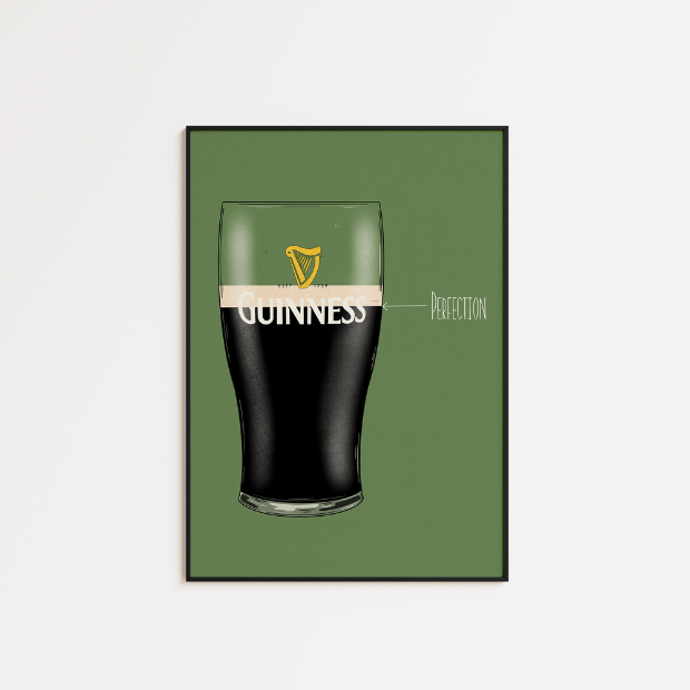 High-quality print of the Perfect Pint artwork by Glassware UK on FSC-certified 230gsm archival matte paper.