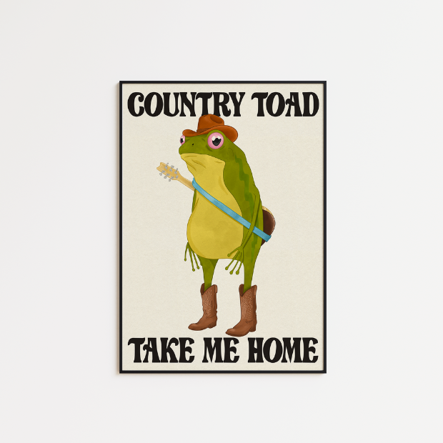 Country Toad artwork print by Glassware UK on high-quality FSC-certified archival matte paper featuring detailed toad illustration.