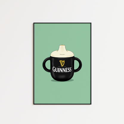 Artwork print of Baby Guinness on high-quality FSC-certified matte paper, featuring detailed illustrations by Glassware UK.