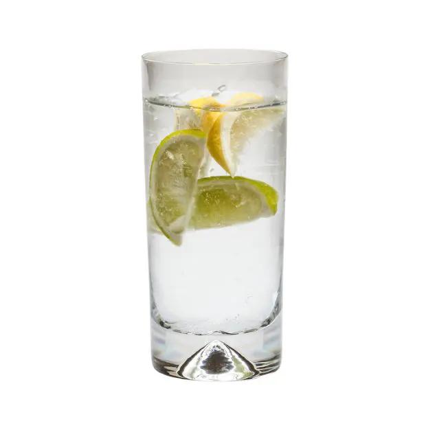 Set of six Krosno Dimple Base highball glasses, 300ml whisky tumblers with textured dimpled design, made by Glassware UK.