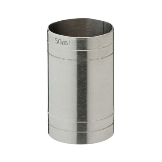 50ml metal shot measure from Glassware UK, a durable accessory for precise liquid measurement, shown with a sleek metal finish.