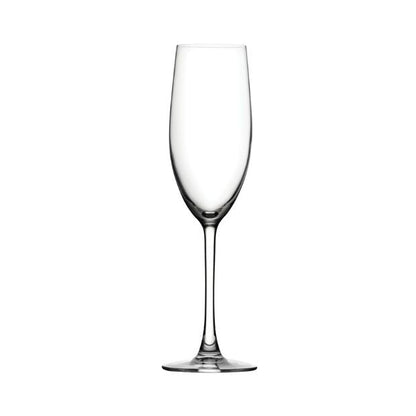 Set of six Reserva Glass Flute Act Max champagne glasses, 240ml, with elegant tall, slender design from Glassware UK.
