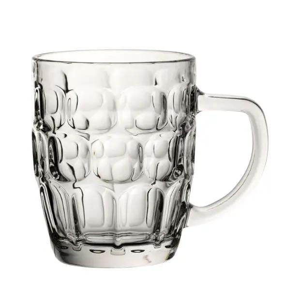 Dimple Glass Tankard 570ml from Glassware UK, clear glass with textured dimpled design, perfect for serving beverages