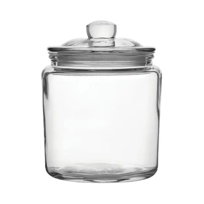 Glassware UK Biscotti glass jar with a 0.9L capacity, clear container for storing baked goods and kitchen essentials.