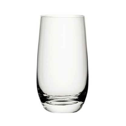 Set of six 350ml Glassware UK whisky tumblers, clear highball glasses with a sleek design, perfect for serving spirits and cocktails.