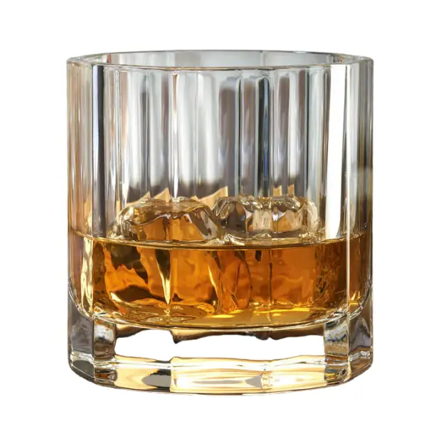 Set of six Churchill DOF crystal whisky tumblers, 310ml Glassware UK, clear cut-glass drinkware for spirits or cocktails.
