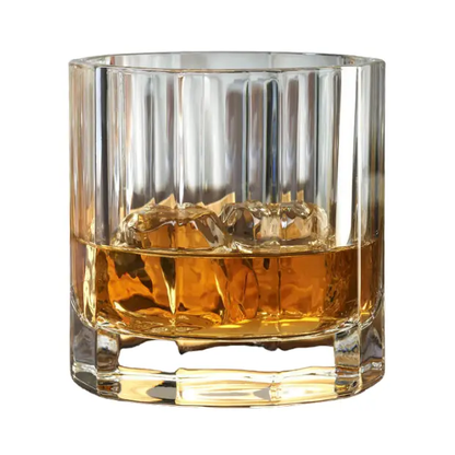 Set of six Churchill DOF crystal whisky tumblers, 310ml Glassware UK, clear cut-glass drinkware for spirits or cocktails.
