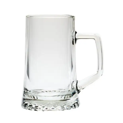 Large Glass Stern Tankard by Glassware UK, 510ml, with a clear glass design featuring a sturdy handle and engraved detailing.