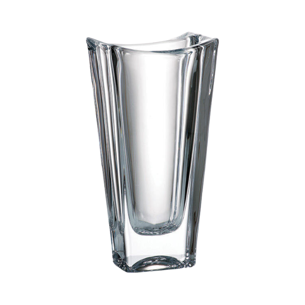 Crystalite Okinawa tapered glass vase by Glassware UK, clear and elegant with a smooth, tapered shape perfect for floral arrangements.