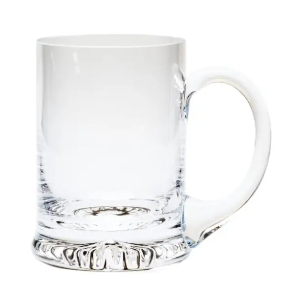 Krosno Handmade Glass Tankard 225ml with etched design, clear glass, ideal for beverages, by Glassware UK.