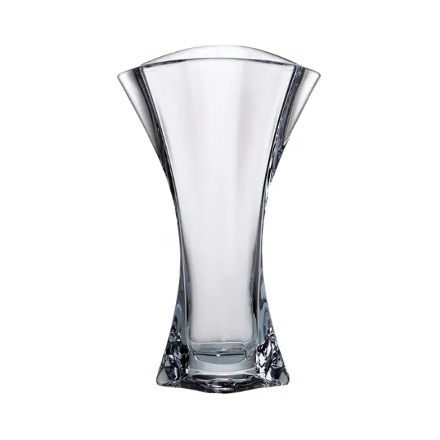 Crystalite Flared Orbit Vase by Glassware UK, clear glass vase with a flared, orbit-shaped design on a white background.