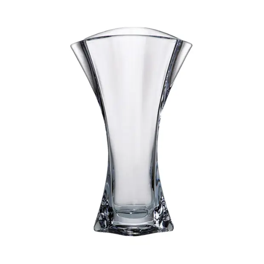 Crystalite Flared Orbit Vase by Glassware UK, clear glass vase with a flared, orbit-shaped design on a white background.