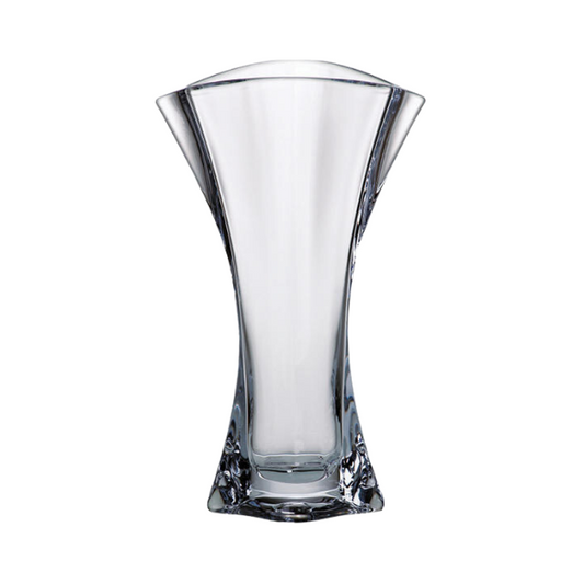 Crystalite Flared Orbit Vase by Glassware UK, clear glass vase with a flared, orbit-inspired design, ideal for floral arrangements.