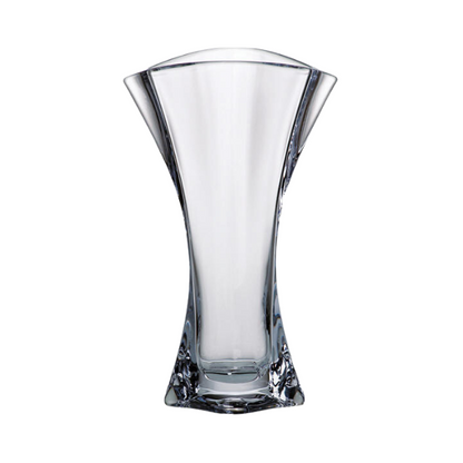 Crystalite flared orbit glass vase by Glassware UK with a modern, curved design perfect for floral arrangements.