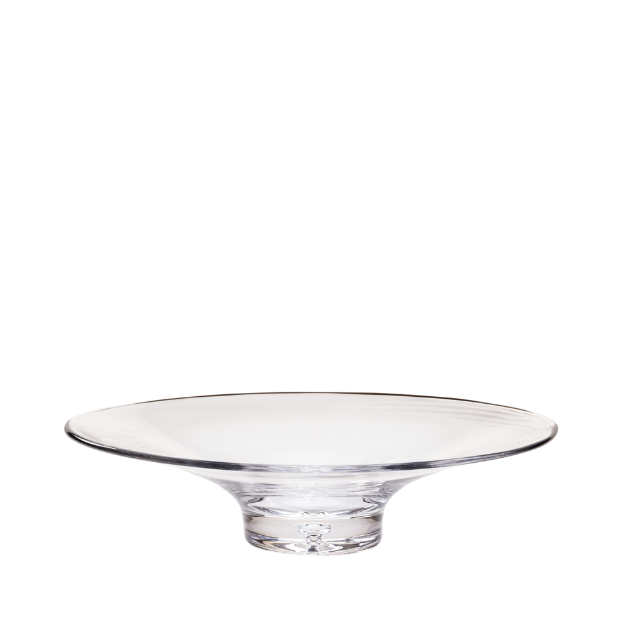 Handmade Bubble Base shallow glass bowl by Glassware UK with a clear design and textured bubble details.