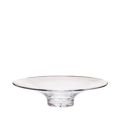 Handmade Bubble Base shallow glass bowl by Glassware UK with a clear design and textured bubble details.