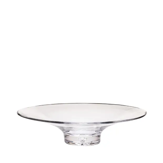 Handmade Bubble Base shallow glass bowl from Glassware UK, featuring a textured bubble design and smooth rounded edges.
