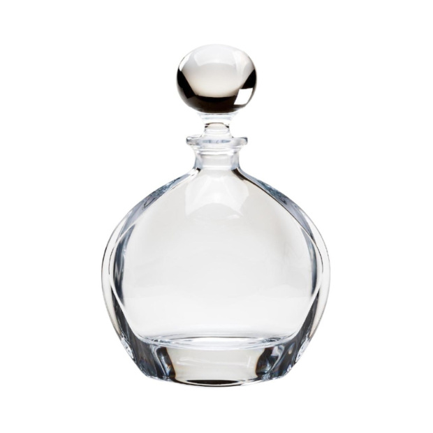 Crystalite Sphere decanter in clear glass with a spherical stopper, 0.8L capacity, from Glassware UK, designed for elegant beverage serving.