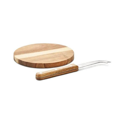 Acacia cheese set with knife and board from Glassware UK, featuring a wooden cheese board and stainless steel cheese knife.