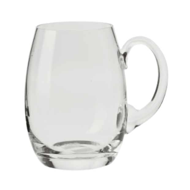 Krosno handmade 850ml barrel-shaped glass tankard by Glassware UK, featuring a classic design and sturdy handle.