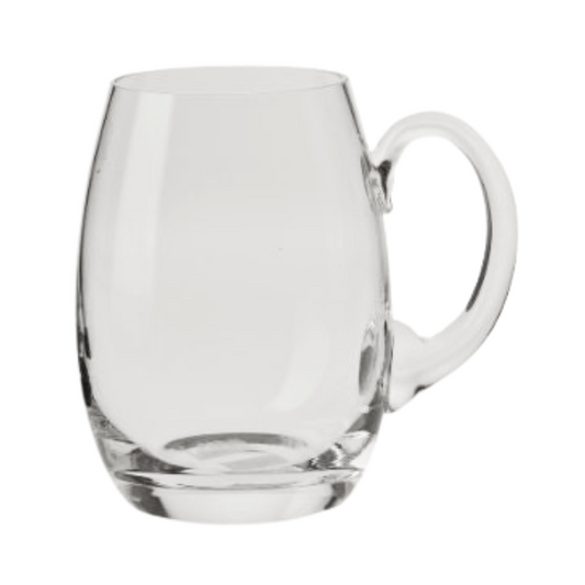 Krosno handmade 850ml barrel-shaped glass tankard by Glassware UK, featuring a classic design and sturdy handle.