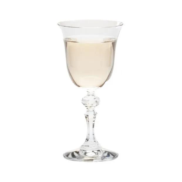 Set of six Krosno Krista white wine glasses, 155ml, clear glassware with elegant stems, perfect for serving white wine.