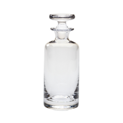 Handmade 0.15L glass decanter with two shot glasses in a gift set, crafted by Glassware UK, perfect for serving spirits.