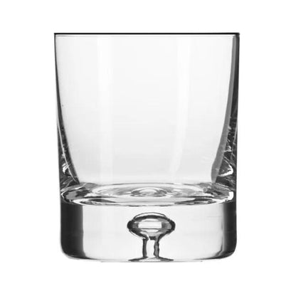Set of six Krosno Bubble Base Whisky Tumblers, 280ml, clear glassware with a rounded bubble base design for serving whisky.