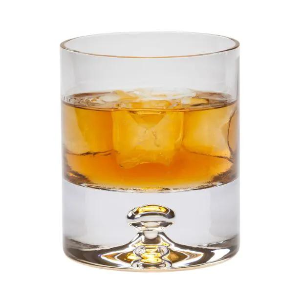 Set of six Krosno Bubble Base Whisky Tumblers, 280ml glassware with rounded bubble design, perfect for whisky drinks.