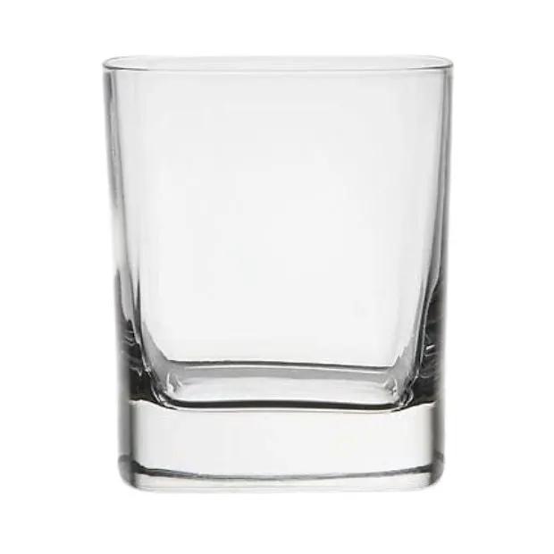 Set of six Luigi Bormioli Strauss whisky tumblers, 240ml glassware with clear, elegant design for whiskey drinking.