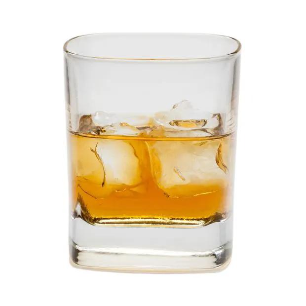 Set of six Luigi Bormioli Strauss whisky tumblers, 240ml glassware with clear, elegant design for enjoying spirits.