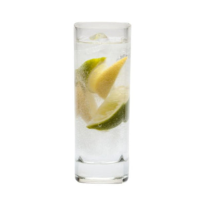 Set of six Luigi Bormioli Strauss highball glasses, 390ml whisky tumblers with clear glass design, perfect for cocktails and drinks