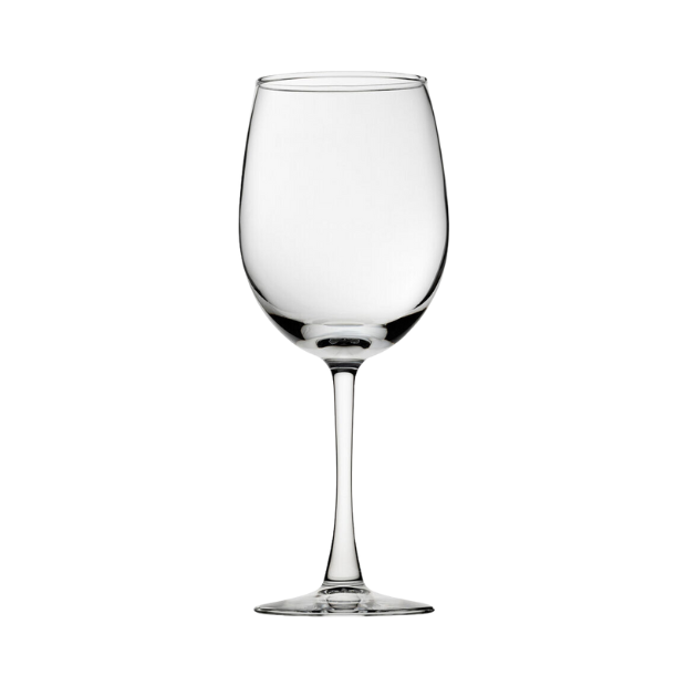Set of six Vino Wine Glasses by Glassware UK, 470ml capacity, clear glass with elegant shape for red and white wine.
