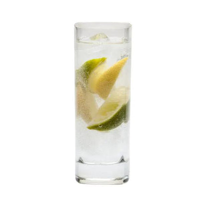 Set of six Luigi Bormioli Strauss highball whisky tumblers, 390ml glassware with clear, elegant design for serving drinks.