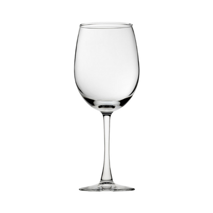 Set of six Vino wine glasses from Glassware UK, 370ml capacity, clear glass with elegant stem and bowl design.